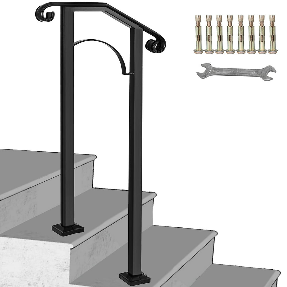 VEVOR Handrail Arch 1 Fits 1 or 2 Steps Outdoor Stair Rail Wrought