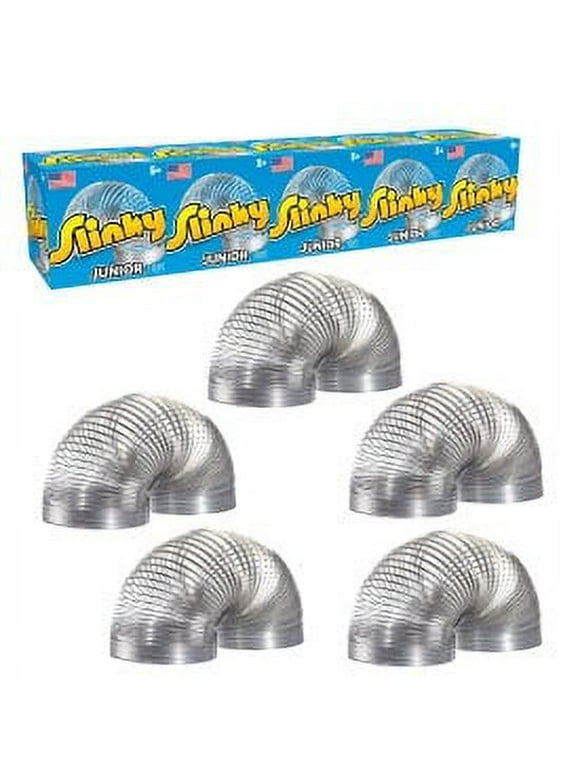 Just Play Slinky Jr. the Original Walking Spring Toy, 5-pack Small Metal Slinkys, Kids Toys for Ages 5 up