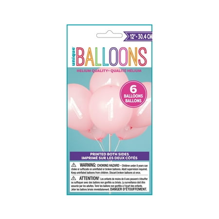Latex Chalk Design Number 1 Balloons, Pink, 12 in,