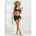 thumbnail image 5 of DARING DIVA Women's Ribbed O Ring Bandeau Bikini Sets X-Small Black, 5 of 6