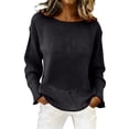 thumbnail image 2 of Summer Tops for Women's Mesh Long Sleeve Tops Boat Neck See Through Lightweight Sweater Crochet Knit Tops, 2 of 6
