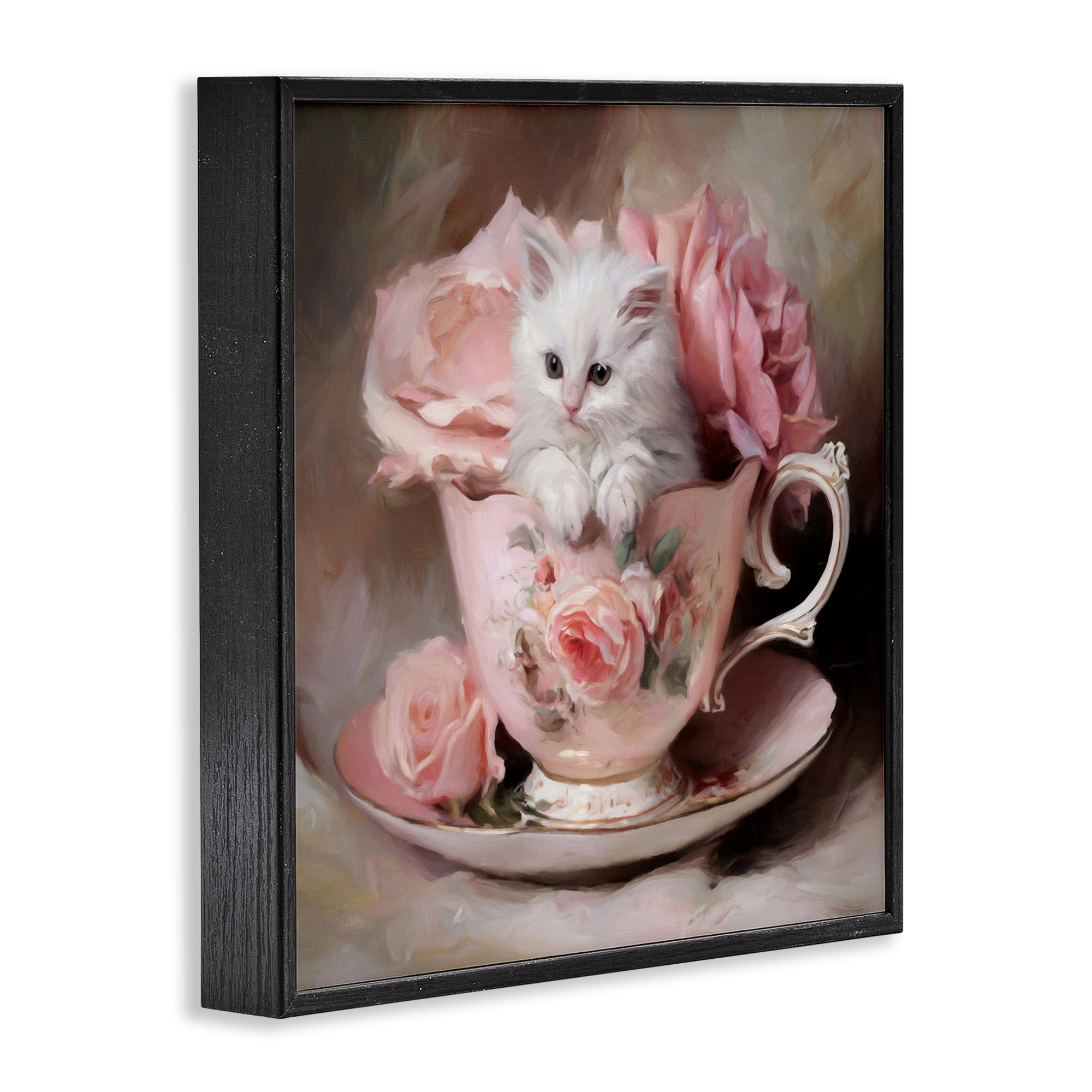 Stupell Industries Little Teacup Kitten Black Framed Giclee Art, design by Tina LeCour
