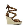thumbnail image 3 of BLISSFUL STEP Chaussures pour Femmes Espadrilles à Lacets Sandales Compensées à Plateforme Léopard 8.5, 3 of 8