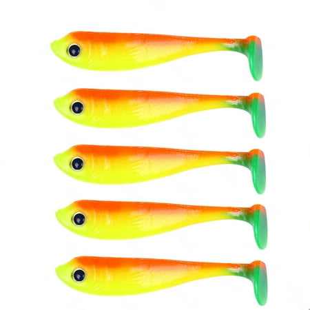 LIVEST 5Pcs/Bag 6.5CM/3G Fishing Lure Simulated Bright Color Flexible Reusable 3D Eyes Fish Attraction Universal Soft Silicone Paddle Tail Swimbait Fishing Gear