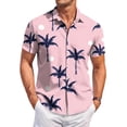 thumbnail image 3 of Mens Hawaiian Shirt Short Sleeve Summer Big and Tall Tropical Print Button Down Shirts for Men Trendy Holiday Beach Shirts Red 5XL, 3 of 7