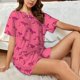 thumbnail image 4 of Balery Leopard Print Conjunto de Pijama para Mujer con Estampado, Dos Piezas de Manga Corta y Shorts, Ropa de Dormir Suave con Cuello Redondo y Bolsillos-4X-Large, 4 of 6