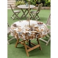 thumbnail image 4 of Outdoor Tablecloths with Umbrella Hole & Zipper, Brown Yellow Eucalyptus Leaves Round Tablecloths 60 Inch, Watercolor Spring Summer Botanical Waterproof Table Cloth, Patio/Pool/Picnic Table Covers, 4 of 8