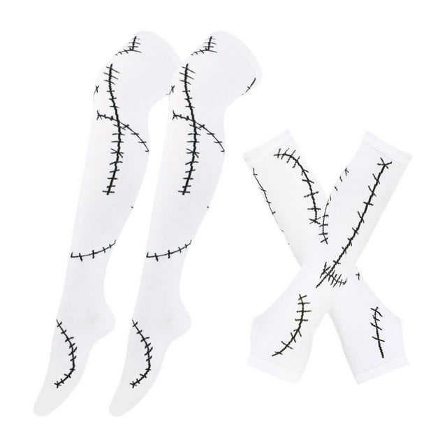 Conjunto de guantes sin dedos y calcetines largos jinwen disfraz de Halloween mujer Estilo C