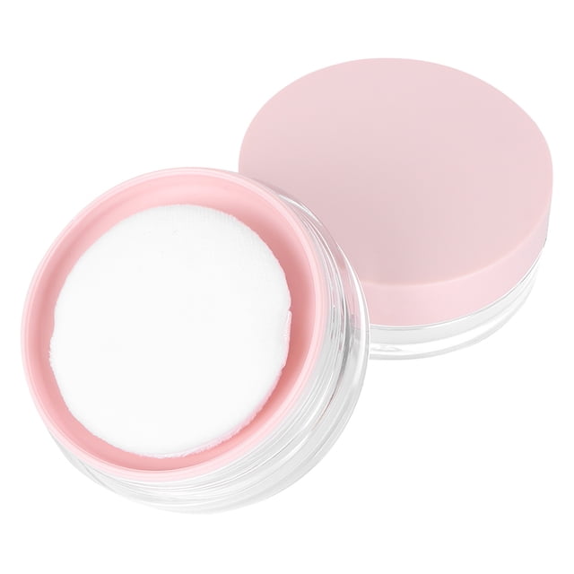 EeaseCA 2 Pcs Étui à Poudre Vide 10g Rond en Maille Élastique Contenant de Poudre Libre Étui de Maquillage avec Houppette (Rose)