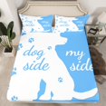 thumbnail image 2 of Homewish Kawaii Dogs Paws Twin Sheet Sets,Pet Animal Twin Fitted Sheet,White Blue Flat Sheet For Girls Boy,Breathable Home Decor,3 Pieces, 2 of 7