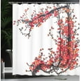 thumbnail image 4 of Ambesonne Japanese Shower Curtain, Blossom Cherry Sakura, 69"Wx70"L, Red and Brown, 4 of 5