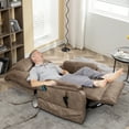 thumbnail image 3 of Oversized Recliner Chair for Adults, Double Power Recliner Chair with Heat Therapy and Massage, Living Room Single Sofa Seat 180 Degrees Lying Flat Recliner Electric Lounge Chair, Beige Brown, 3 of 13