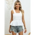 thumbnail image 3 of Berydress Women's Ruffle Tank Tops Square Neck Babydoll Causal Summer Smocked Blouse (L-6209-White), 3 of 7
