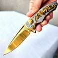 thumbnail image 5 of Men's Pocket Knife, Folding Knife with Clip, 3D Titanium Plated Wolf/ deer/ eagle/ skull Relief, Embossed Men's Knife, Outdoor Camping Hiking Hunting. Father's Day Gift, Christmas Gift, Birthday Gift, 5 of 10