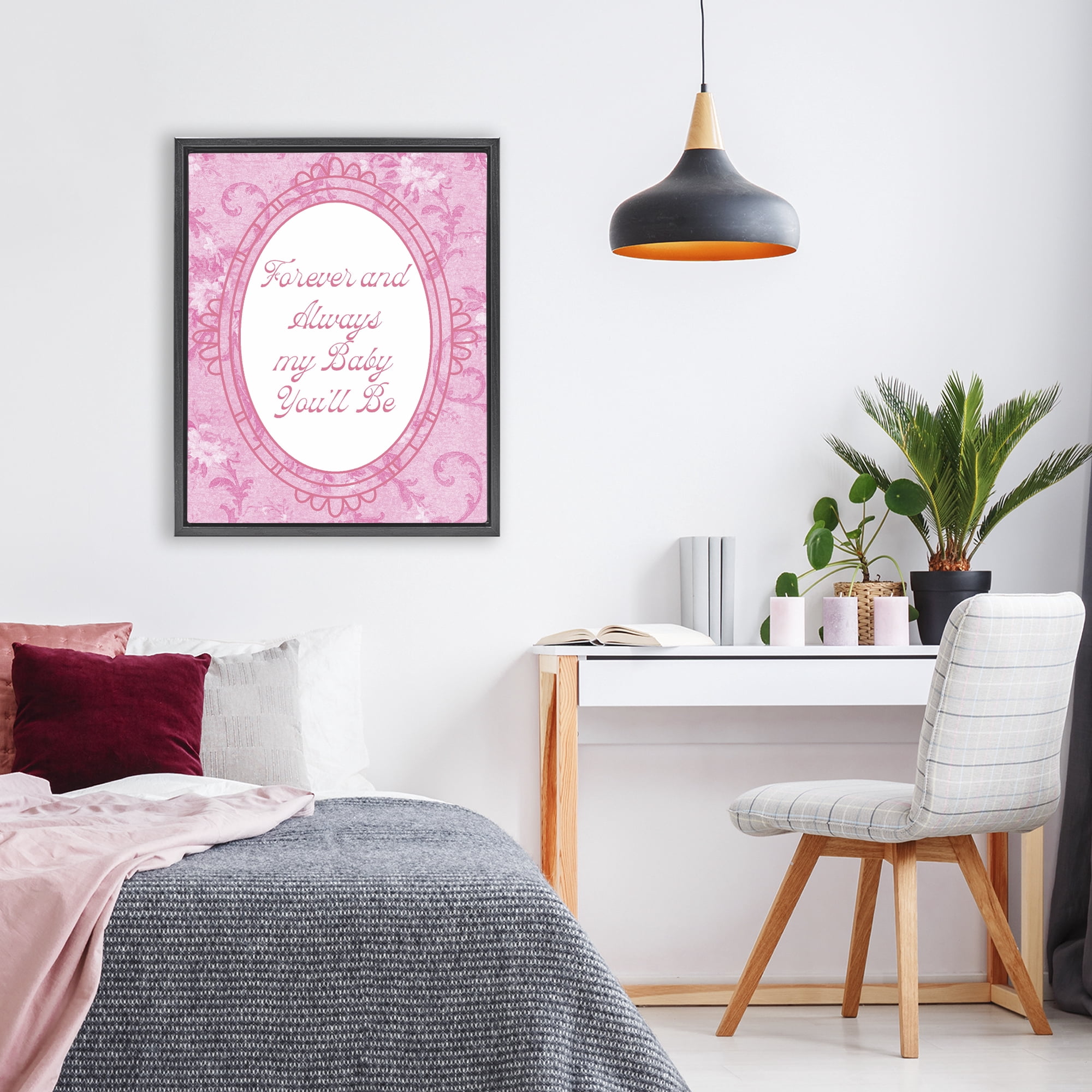 Stupell Industries Forever & Always My Baby Black Framed Floater Canvas Wall Art, design by Lil' Rue