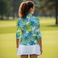 thumbnail image 6 of HUIACONG Palm Tree Tropical Womens 3/4 Sleeve Golf Shirts Quarter Zip Polyester Spandex Fabric with Washable Women's 3/4 Sleeve Athletic Golf Shirts for Ladies, 6 of 10