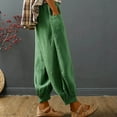 thumbnail image 6 of Utoimkio Women's Harem Pants Summer Casual Loose Elastic High Waisted Linen Lounge Pants for Women with Pockets, 6 of 8