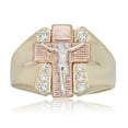 thumbnail image 2 of AVORA 10K 3-Tone Gold Simulated Diamond CZ  Men's Cross with Jesus Fashion Ring  - Size 10, 2 of 5