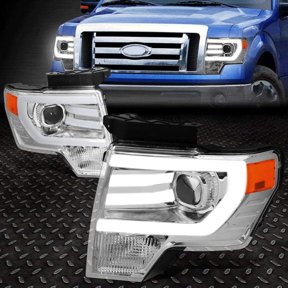 Nuvision for 09-14 Ford F150 LED DRL Projector Headlights Chrome Housing Amber Corner