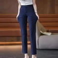 thumbnail image 3 of Women Suit Pants High Waist Button Zipper Fly Office Lady Trousers with Pockets Solid Color Slim Fit Straight Leg Trousers, 3 of 8