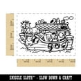 thumbnail image 2 of Noah's Ark Boat Filled with Animals Rectangle Rubber Stamp Stamping Scrapbooking Crafting - Large 2.5in, 2 of 7