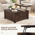 thumbnail image 4 of EnHomee 35.6" W Coffee Table with Lift Top Farmhouse Coffee Table with Large Hidden Storage Compartment Wood Square Coffee Table for Living Room Rustic Top Table for Home, Rustic Brown, 4 of 9