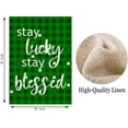 thumbnail image 6 of St Patrick‘s Day House Flag Double-Sided Lucky Shamrock Green Black Buffalo Plaid Checkered Yard Flags Stay Lucky Stay Blessed Farmhouse Clover Outdoor Decoration for Spring Holiday, 28 x 40 Inch, 6 of 6