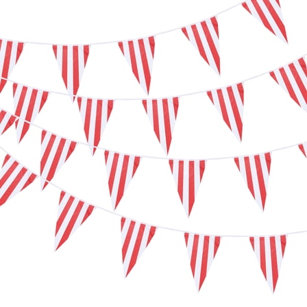 Uxcell 5 Sets 164ft Red and White Striped Pennant Banner, 100PCS Triangle Flags Bunting Banner for Carnival Circus Theme Party