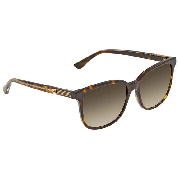 GUCCI GG0376S 002 Rectangular Havana Crystal Hava Brown 54 mm Women's Sunglasses