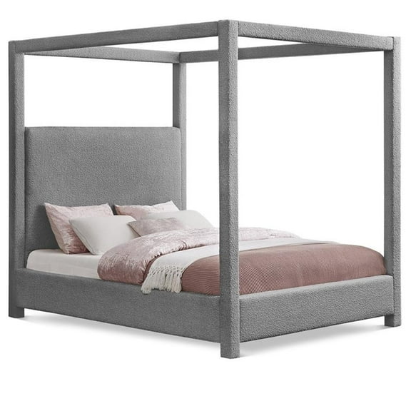 Pemberly Row Modern / Contemporary Grey Boucle Fabric Queen Bed