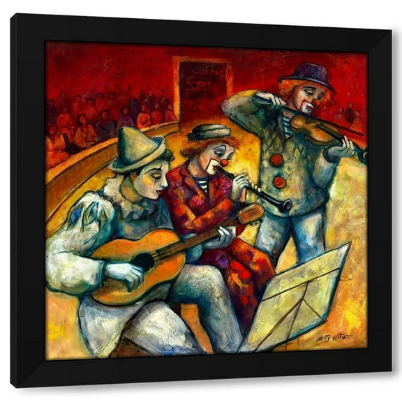 Betty Wittwe 12x12 Black Modern Wood Framed Wall Art Titled - Les clowns musiciens