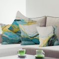 thumbnail image 2 of LAICAIW Marble Pillow Covers 26x26 Inch, Teal and Yellow Marble Texture Modern Decorative Pillow Covers Square Cotton Linen Couch Pillow Cases for Home Decor, Set of 4 (No Insert Included), 2 of 7