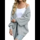 thumbnail image 2 of Chaqueta de Punto Extragrande de Larga con Abertura Frontal y Bolsillos para Mujer, Estilo 2025 Gris L, 2 of 8
