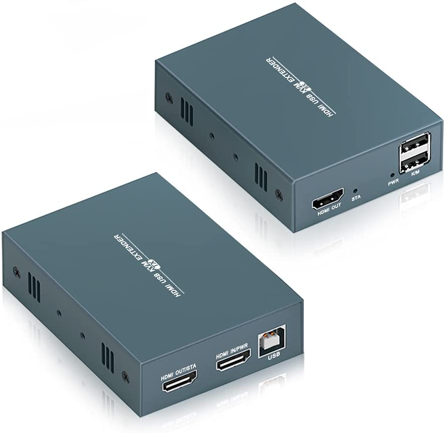PWAY HDMI KVM USB Extender Over Ethernet | Up To 164ft, 1080p HD, Keyboard/Mouse Control | Works With Cat5e/6 Cables 2 thumbnail image