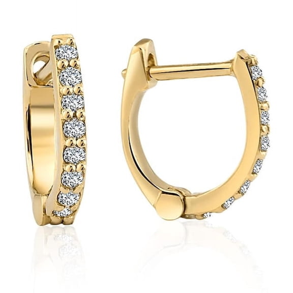 0.50 Ct Round Cut White Diamond Huggie Hoop Earrings 14K Yellow Gold Plated