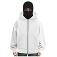 thumbnail image 4 of idosla Balaclava Hoodie with Built In Balaclava, Double Hooded Zip Jacket Wind-resistant Winter Hoodies (White, XXL), 4 of 5