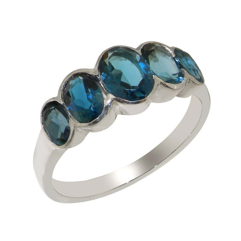 LBG British Made 925 Sterling Silver Ring with Natural London Blue