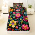 thumbnail image 3 of Homewish Boho Watercolor Floral Twin Sheets,Peony Daisy Flower Bedding,Multicolor,3-Piece,1 Fitted Sheet and 1 Pillowcase, 3 of 6