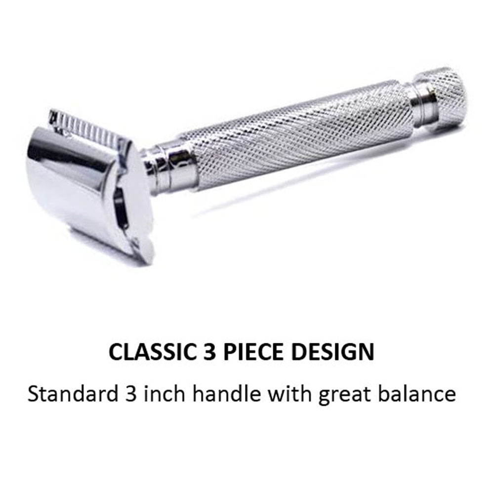 Parker Safety Razor, 97R Traditional Short Handle Double Edge Safety Razor & 5 Blades