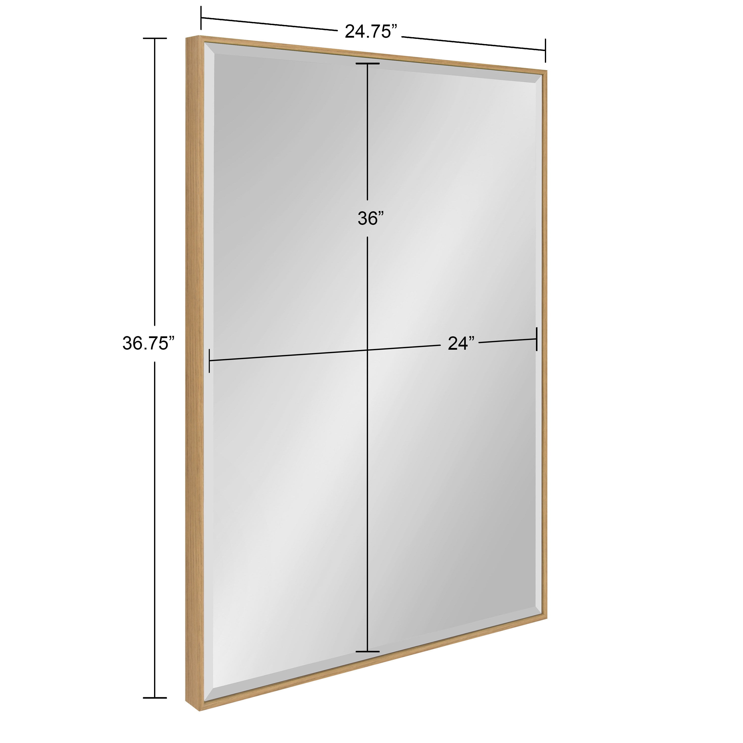 Kate and Laurel Rhodes Large Framed Decorative Rectangle Wall Mirror, 25x37 Natural Teak Finish