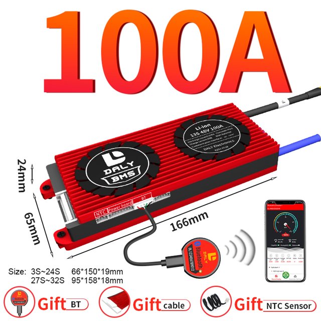 Daly BMS 16S LiFePo4 Smart BMS 4S12V 8S 24V 36V 48VScooter 60A 100A 150A 200A 250A 300A 500A Batería de iones de litio Almacenamiento de energía WIFI Tan Jianjun unisex