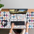 thumbnail image 4 of Long Mouse Pads for Desk,Colorful Geometric Diamond Pattern Desk Mats on Top Of Desks, Desk Mouse Pad Extra Large with 3mm Non-Slip Base and Stitched Edge for Gaming,Office,Work,Home 47.3"x23.6", 4 of 6