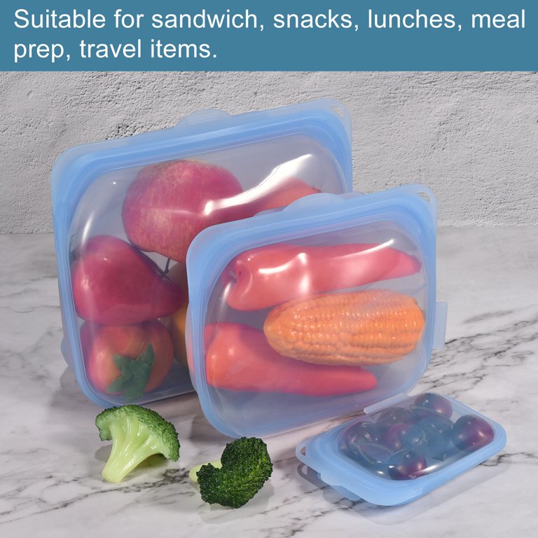 3pcs Silicone Ziplock Bags, Reusable And Food Storage Bags For