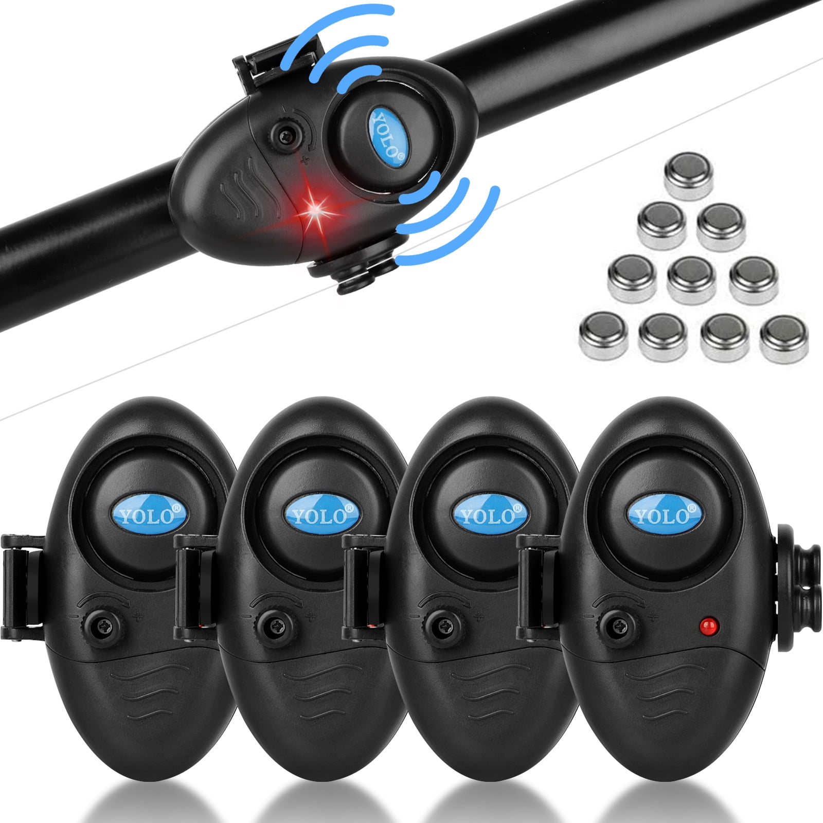 2Pcs Black Electronic LED Light Fish Bite Sound Alarm Bell Clip On Fishing O0 
