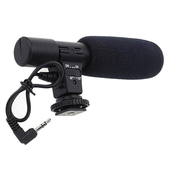 Tachiuwa Stereo DSLR Camera Condenser Microphone Mic 3.5mm 90 Degree for News Broadcast,