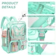 thumbnail image 2 of SANMADROLA Clear Backpack Heavy Duty Transparent Bookbag Teen Girlish Cute Bag Large Capacity See Through Backpacks Stadium Approved Daypack for Middle School College Sport/Travel, Green Butterfly, 2 of 9