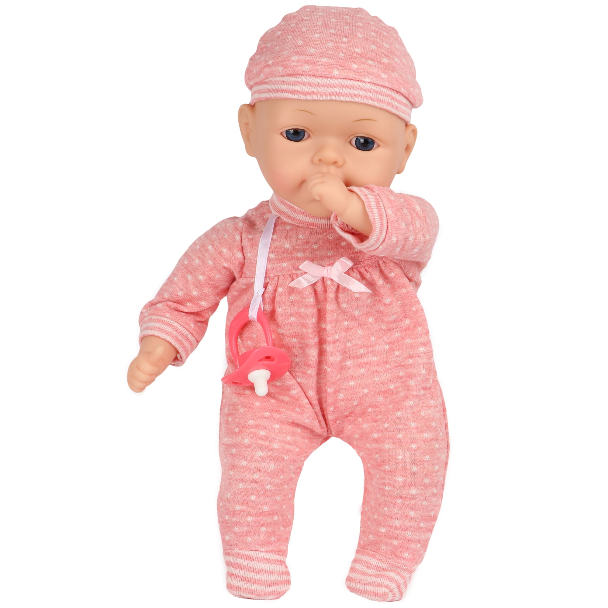 Dream Collection: My Dream Baby - 13" Bunting Baby Doll - Peachy Pink-Gray Outfit, Soft Sleeping Bag, Toy Pacifier, Hard Body, Nap Time Play, Kids 2+