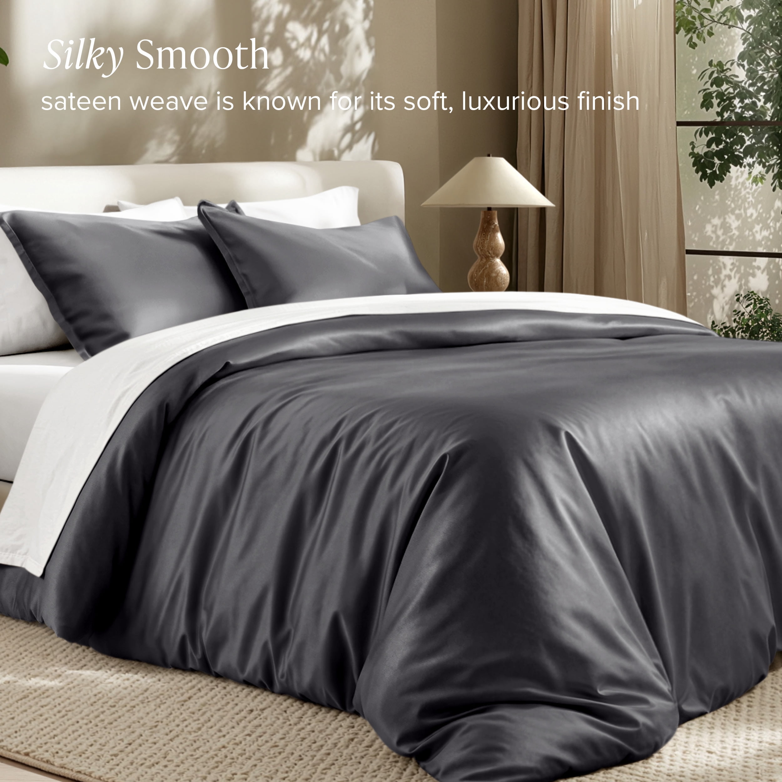 Bare Home TENCEL™ Duvet Cover Set - Lyocell derived from Eucalyptus - King/Cal King, Forged Iron Gray