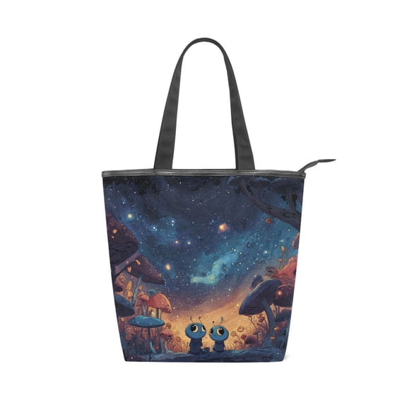 Zipper canvas bag large capacity large size practical handbag durable Canvas with leather material Alien Partner