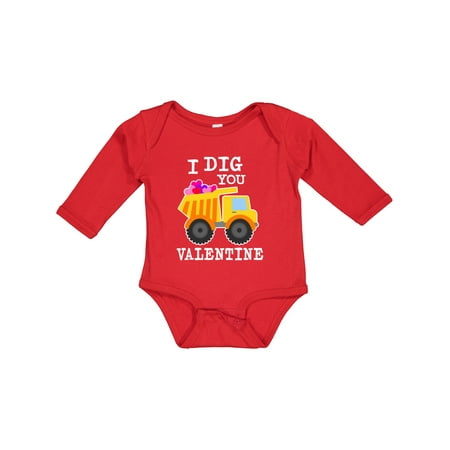 

Inktastic I Dig You Valentine with Truck and Hearts Gift Baby Boy or Baby Girl Long Sleeve Bodysuit